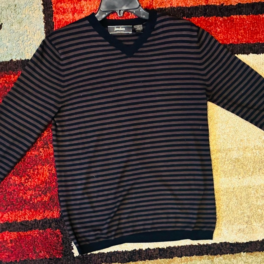 Men's Striped V-Neck Sweater